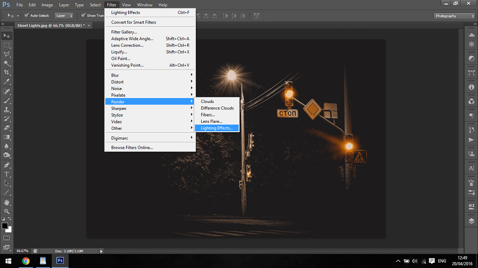 Create lamp light in Photoshop